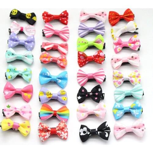 50 Pcs/ Lot Small 3cm Bow Hairgrips Sweet Baby Girls Hair Accessories Flower Printing Hair Clips Kids Hairpins Baby Hairpin