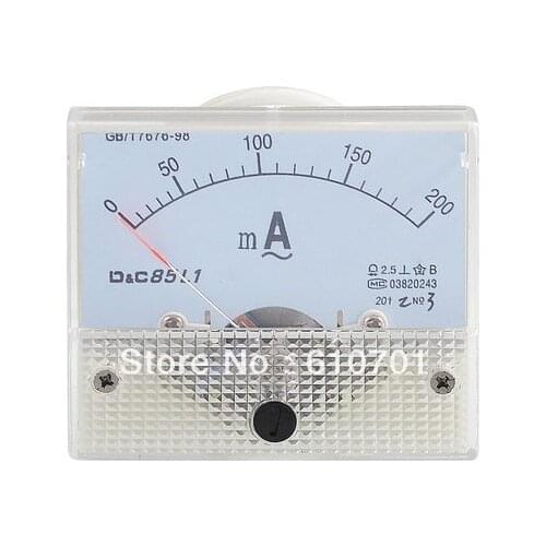Analog Current Class 2.5 Accuracy Measuring AC Milliampere Ammeter Panel Meter Gauge 0-200MA Electrical Low Power Consumption