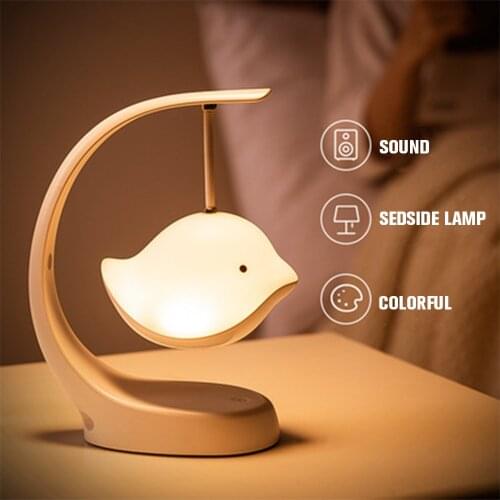 Bluetooth Speaker Night Light Cute Birds Creative Romantic Bedside Rechargeable Color Changing Music Table Lamp Birthday Gift