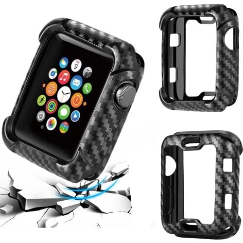 Watch Cover For Apple Watch Series 2 3 4 Case Shock Proof Cover For iWatch 42 44mm 38 40mm Black Carbon Case Cover Shell