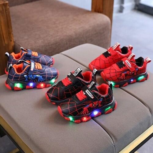 Disney Spider Man 2021 Childrens Cartoon Fashion Tennis Kids Shoes Boys And Girls Casual Shoes Student Sports Running Shoes