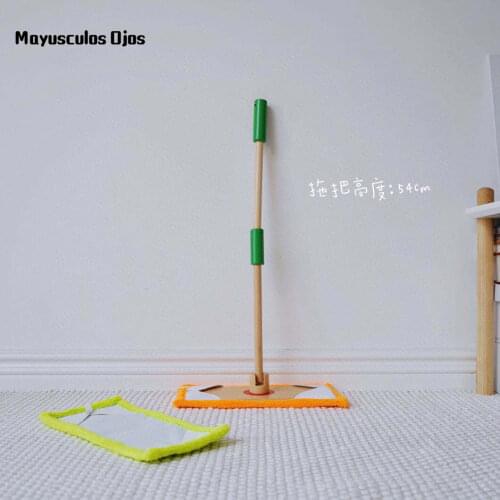 Childrens Wooden Play House Toys Cleaning Hygienic Mop Simulation Baby Tool Set