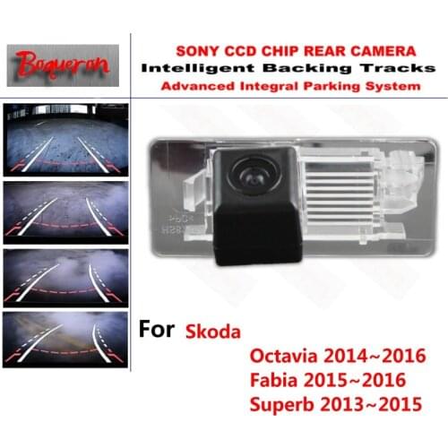 For Skoda Octavia Fabia Superb 2013~2016 CCD Car Backup Parking Camera Intelligent Tracks Dynamic Guidance Rear View Camera