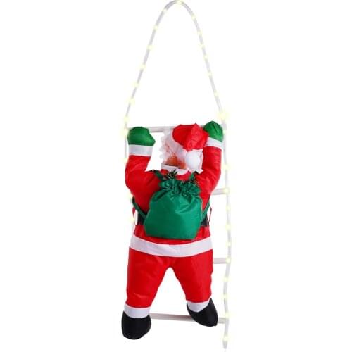 Santa Claus Light Strings Climbing The Ladder Christmas Wall Window Pendant Xmas Tree Party Ornaments Home Decor Original