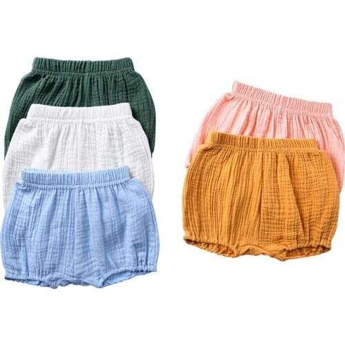 Kids Tales Baby Girls Shorts Baby Girl Solid Color Loose-Fitting Linen Short Pants Girl Summer Clothing Newborn Bloomers 6M-4Yrs