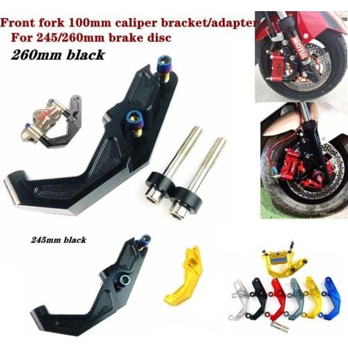 Motorcycle Scooter 100mm Front Fork Brake Caliper Bracket/Adapter For 245 260mm Front Brake Disc For Yamaha-CYGNUS-X Mounting