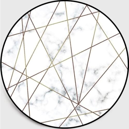 Fashion Simple Imitation Marble Gold Bar Round Bedroom Living Room Crystal Velvet Carpet Floor MatCustom Size