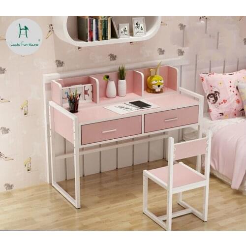 Louis Fashion Modern Minimalist Childrens Learning Table Multifunctional Lift Pupil Desk Home Boy and Girl Shelf