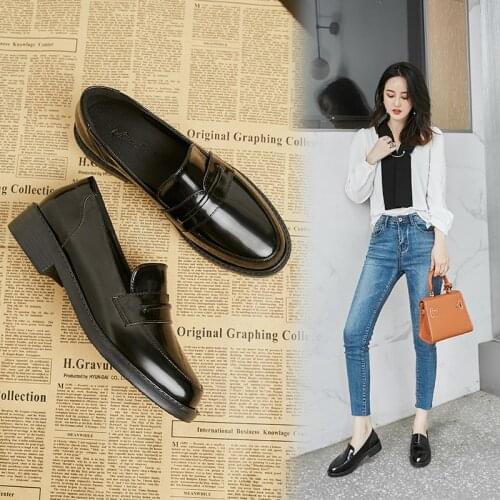 Matte/japanned leather slip on moccasins student casual slip on creepers oxfords shoes ladies casual work shoes woman chaussures