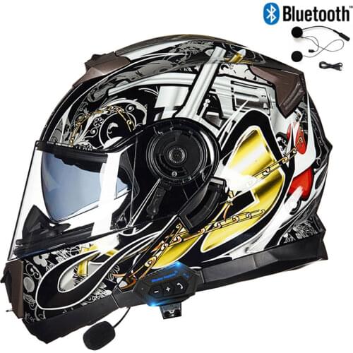 GXT Motorcycle Bluetooth Helmet Dual Lens Motocross Moto Helmet Flip Up Casco Moto Capacete Casque Motorcycle Accessories