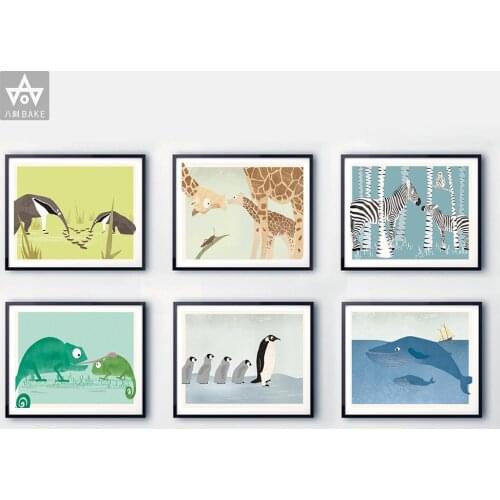 Baby Nursery Wall Art Poster Zebra Lion Canvas Wall Art Print Animal Painting Decorative Picture Nordic Kids Bedroom Decoration