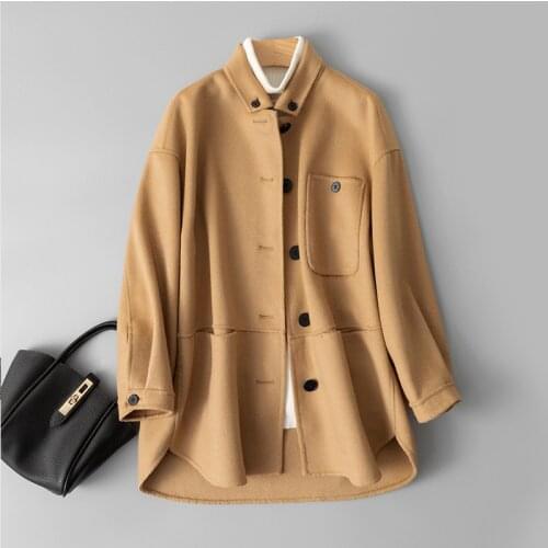 2021 New Small Short Double-sided Cashmere Coat Womens Autumn and Winter Temperament Wool Tweed Coat