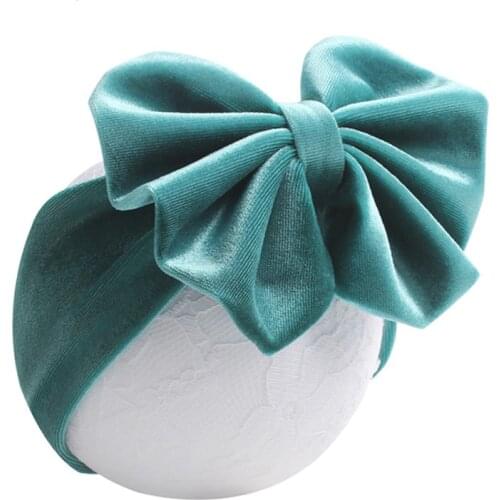 NEW kids Knotted 6inch Big Bow Headband girls pleuche headwraps Jersey Blend Knit cross Velvet turban