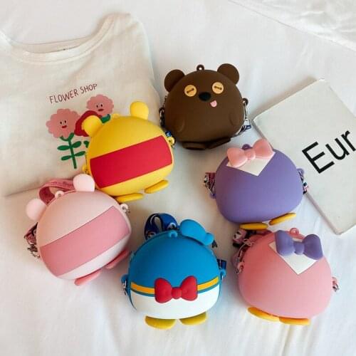 New girl heart children cartoon cute coin purse cute silicone one-shoulder messenger bag