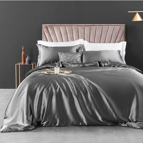 Solid Color Bedding Set Luxury Satin Duvet Cover Quality Quilt Cover Summer Bed Set For Home Quality Bed Cover Set