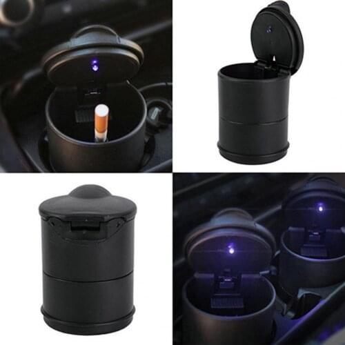 Fireproof PBT LED Light Car Ashtray Cylinder Shaped Portable Indicator-Cigarette Smoke Ashtray for Home Cylinder Ashtray Holder
