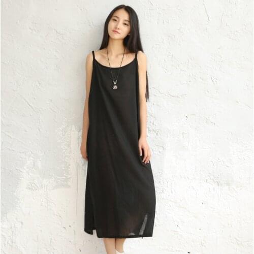 Femme robe longue loose dress cotton linen spaghetti strap dresses vestidos female summer clothes,YJKY589