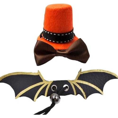 Adjustable Bearded Dragon 3Pcs Harness Lizard Leash with Magician Hat Bowtie for Reptiles Small Pet Holiday Costume