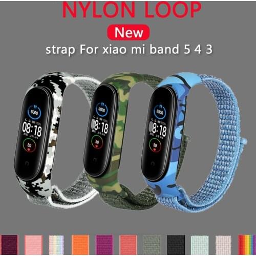 Bracelet for Mi Band 5 Nylon Sport Loop Watch Strap Strap Strap Strap Bracelet Miband 5 Bracelet for Xiaomi Mi Band 4 3 Strap