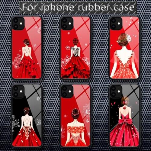 Luxury womans red wedding dress Phone Case Rubber for iPhone 12 11 Pro Max XS 8 7 6 6S Plus X 5S SE 2020 XR 12 Mini case