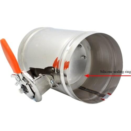 Stainless steel manual air damper fresh air ventilation valve flow regulating air duct valve 76-200mm with silicone sealing ring