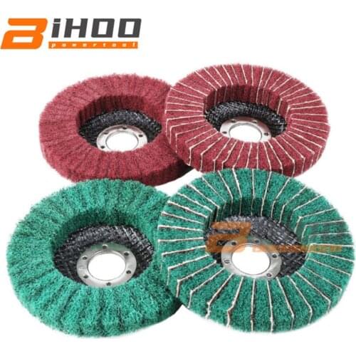 115mmx22mm Nylon Fiber Flap Polishing Wheel Non-woven Grinding Disc Green/Red For Angle Grinder For Metal Buffing 1-10Pcs
