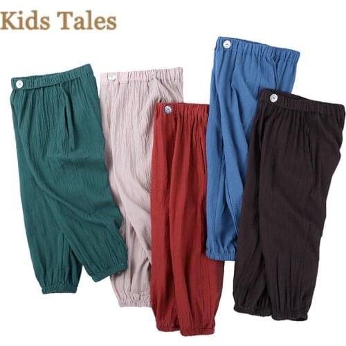 SJR-252 Kids Pants 1-7y Boys Casual Pants Cotton linen Boys solid color Long Trousers Children Boys Clothing Sport Pants Spring