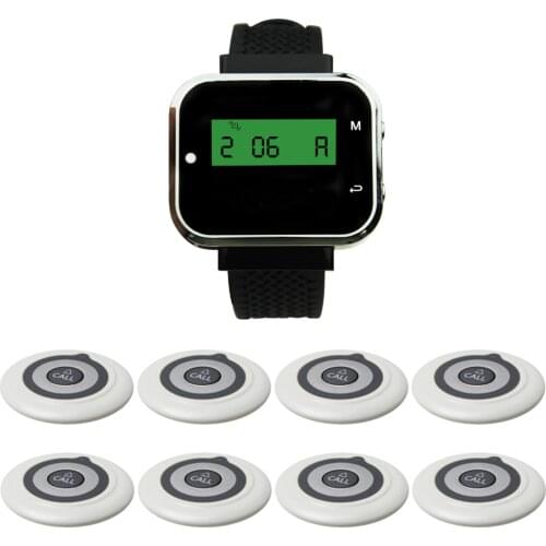 JINGLE BELLS call buttons wireless restaurant calling bells calling systems 8 transmitters+1 watch pager 3 color available