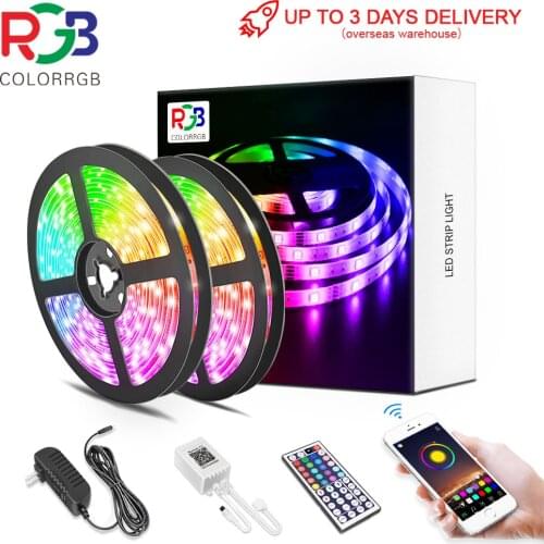 ColorRGB 5M 10M LED Strip Light RGB 5050 Flexible Ribbon fita led light strip RGB Tape Diode Phone app +remote control
