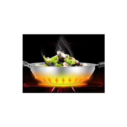 [TB15]304 stainless steel wok smokeless flat-bottom cooking pot household non-stick induction cooker gas stove for pot