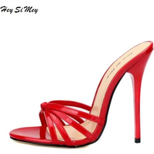Slippers 2018 High heeled Sandals drag queen Size 40-50 Shoes High Quality Women shoes Super Light High-heeled 13cm High