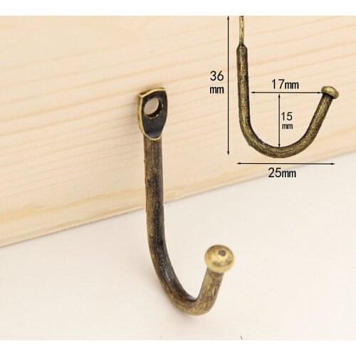 10PCS Antique Single Hook Bracket Wall Hanger Buckle Storage Row Hooks Iron Retro Porch Door Hanger Hook Rack Cabinet Decor
