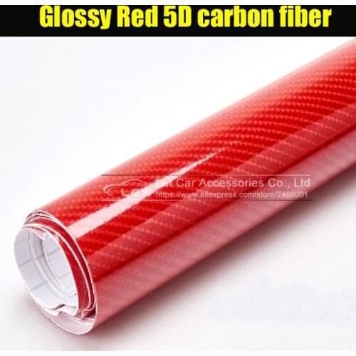 Car Styling Glossy Red 5D Carbon Fiber Vinyl film Car Wrap
