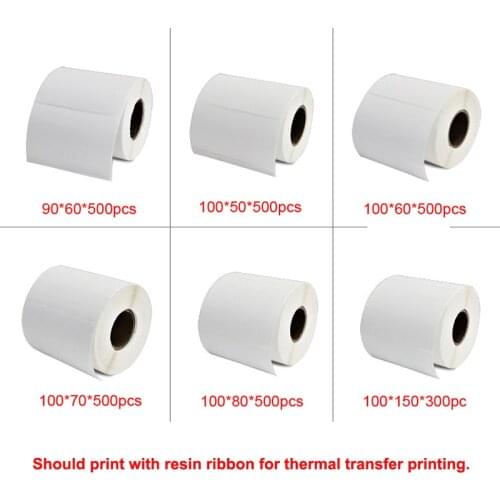 Waterproof 30 40 50 60 70 80 90 100mm Width Vinyl Thermal Transfer Label Blank White PP Stickers in Roll