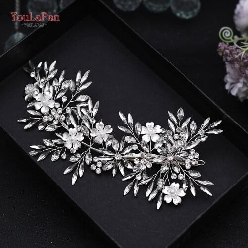 YouLaPan HP289 Rhinestone Bridal Hairpins Elegant Headpiece Handmade Alloy Flower Tiara Wedding Hair Accessories Headwear