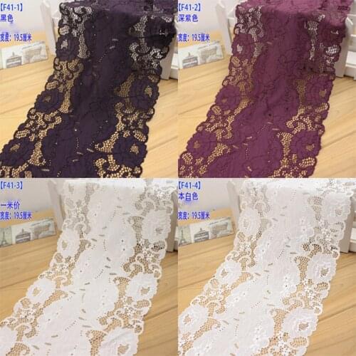 10Meters Beautiful Elastic Lace Trims Dark Purple Flower Ribbon Stretch Bra Underwear Trim Sewing Craft DIY Garment 19.5cm Wide
