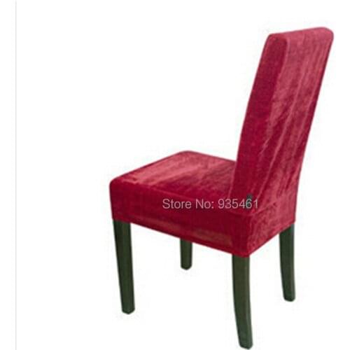 100PCS Surefit Chocolate Soft Suede Short Dining Chair Cover/Suede /fuchsia