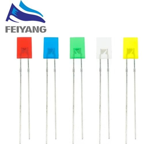 1000pcs 2X5X7 square LED 257 Red light-emitting diode White Yellow Red Green Blue electronic diy kit Diffused