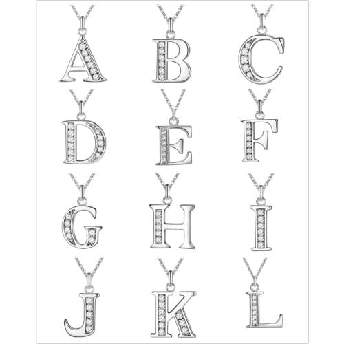 2021 New A-Z 26 Letter Name Silver Plated Necklaces Pendant for Women Fashion Long Chain Necklaces CZ DIY Gift S925 Jewelry