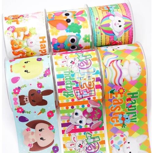3 inch Easter Day Printed ribbons for hair bows Craft accessory Supplier 13756