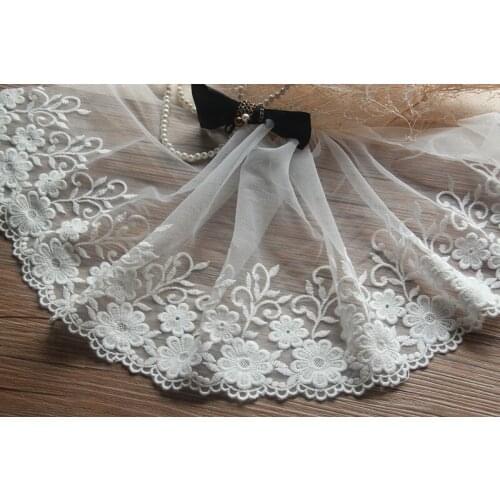 3Yard/Lot Handmade DIY White Lace Trim Net Gauze Embroidery Flower Laciness 20CM Width Clothes Accessories Fabric