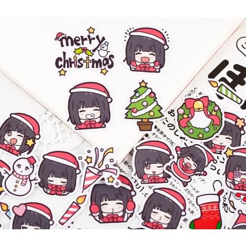 40pcs Christmas girl cute hand book sticker package material Ins wind hand book mobile phone girl heart decoration small pattern