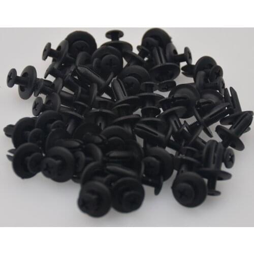 50pcs Universal Car Truck Bumper Fender Rivet Fastener Clips 6mm Hole Black
