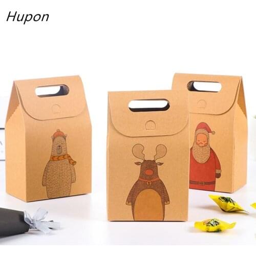 6pcs Retro Paper Gift Bags Elf Santa Packing Gift Bags Candy Boxes Christmas Party Wedding Marriage Cookie Packaging Kraft Bags