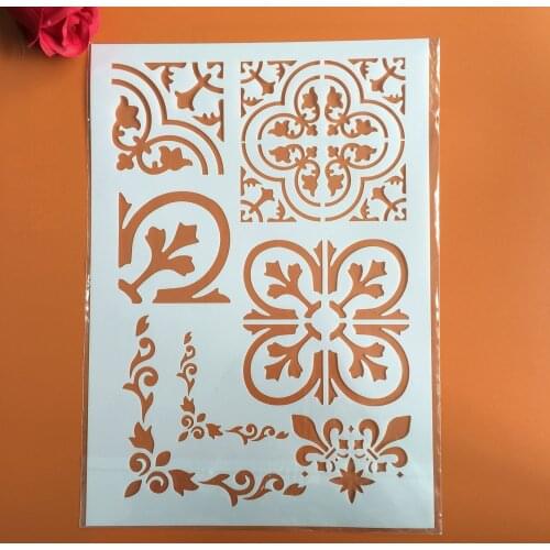 A4 29 * 21cm square Floral DIY Stencils Wall Painting Scrapbook Coloring Embossing Album Decorative Paper Card Template