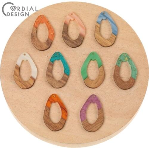 Cordial Design 50Pcs 24*38MM Earrings Accessories/Jewelry Findings & Components/Irregular Shape/Natural Wood & Resin/DIY Charms