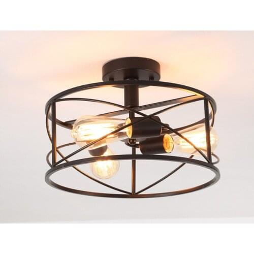 American Retro Ceiling Lamp Industrial Style Living Room Corridor Bedroom Chandelier Round Three Modern Simple Lamps