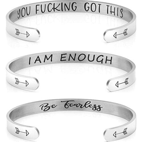 Cuff Bangle Inspirational Quote you & got this I am enough Awareness Styles Jewelry QH0198