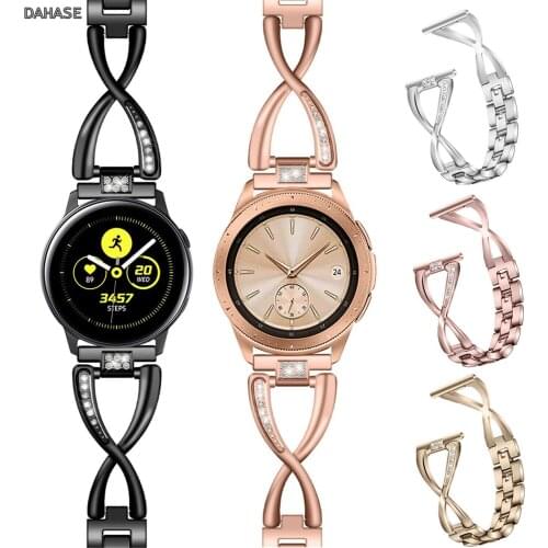 20mm 22mm Bling Diamond Metal Strap For Samsung Gear Sport S2 S3 Galaxy Watch 42mm 46mm Active Band Amazfit Bip Huawei GT 2 Band