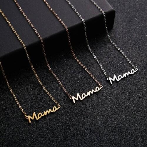 2021 Necklace Mama Letters Stainless Steel Mom Baby Lockbone Chain Pendant Necklace Female Choker Jewelry Mothers Day Gift